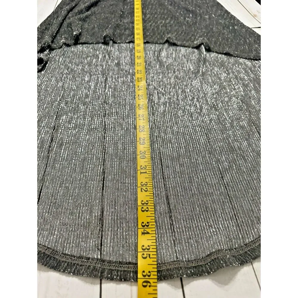 Lily White Metallic Silver High Low Skirt‎ skirt Fairy Grunge, Retro, Disco